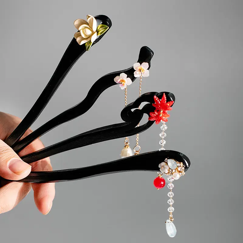 Retro Ebony Hairpin Sandalwood Hairpin Plate Wooden Hairpin Fairy Modern Wooden Hairpin Cheongsam Hanfu Headwear - Image 24