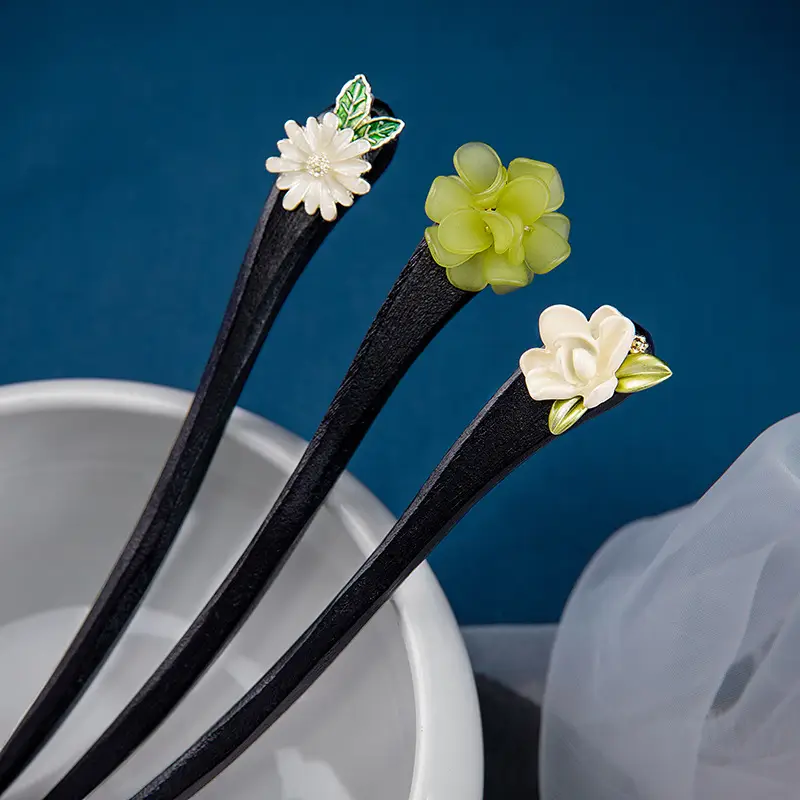 Retro Ebony Hairpin Sandalwood Hairpin Plate Wooden Hairpin Fairy Modern Wooden Hairpin Cheongsam Hanfu Headwear - Image 25