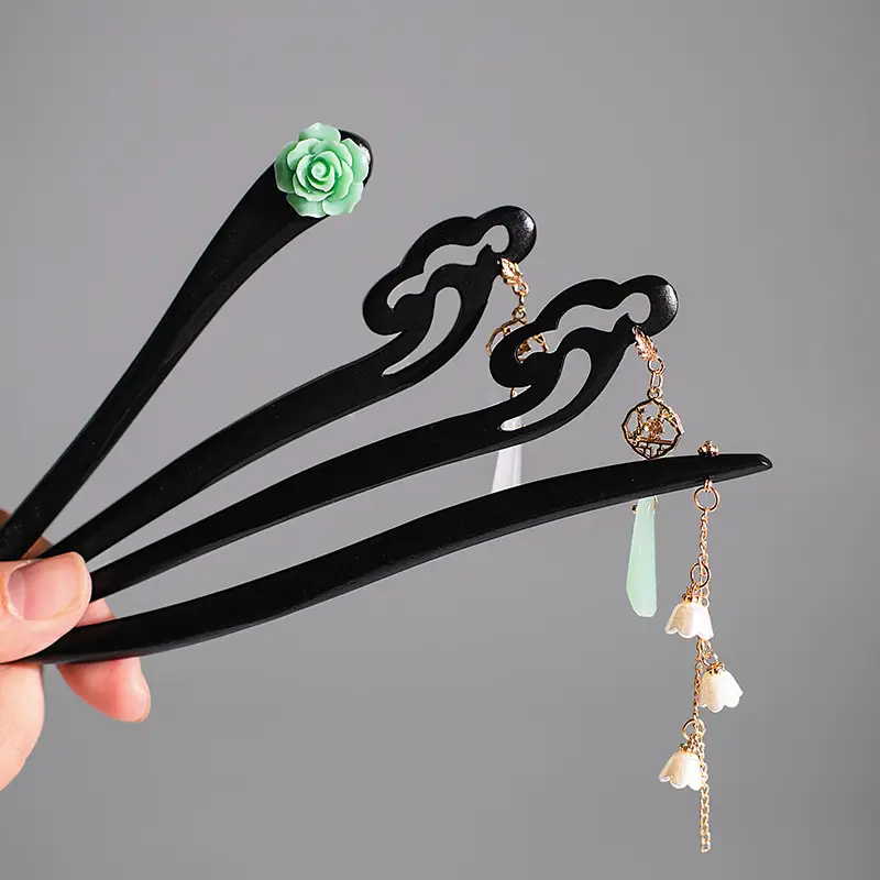 Retro Ebony Hairpin Sandalwood Hairpin Plate Wooden Hairpin Fairy Modern Wooden Hairpin Cheongsam Hanfu Headwear - Image 26