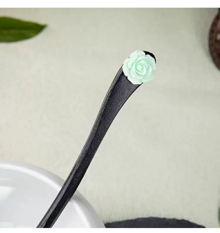 Retro Ebony Hairpin Sandalwood Hairpin Plate Wooden Hairpin Fairy Modern Wooden Hairpin Cheongsam Hanfu Headwear — feature 13