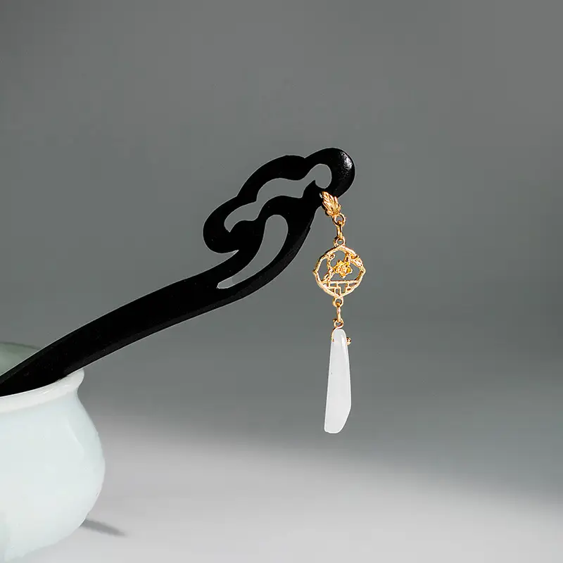 Retro Ebony Hairpin Sandalwood Hairpin Plate Wooden Hairpin Fairy Modern Wooden Hairpin Cheongsam Hanfu Headwear - Image 16