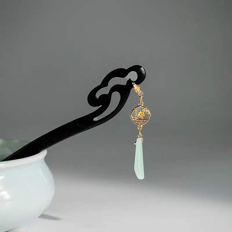 Retro Ebony Hairpin Sandalwood Hairpin Plate Wooden Hairpin Fairy Modern Wooden Hairpin Cheongsam Hanfu Headwear - Image 22