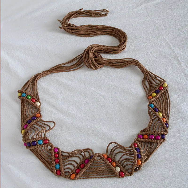 Bohemian Wax Rope Knot Belt for Women
