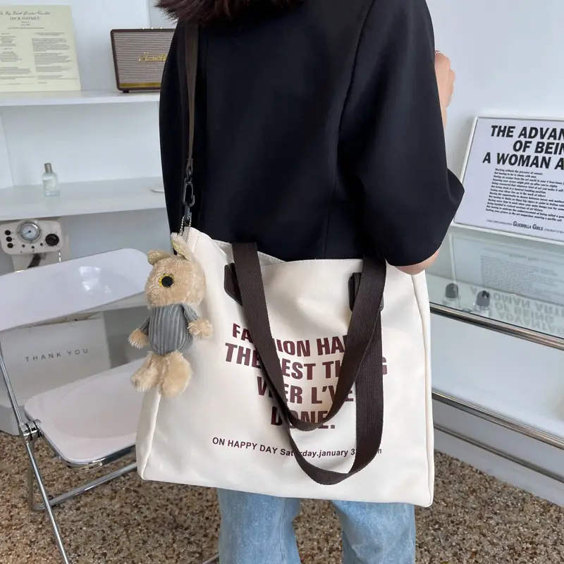 Canvas College Student Shoulder Bag 2023 Large Capacity - Image 7