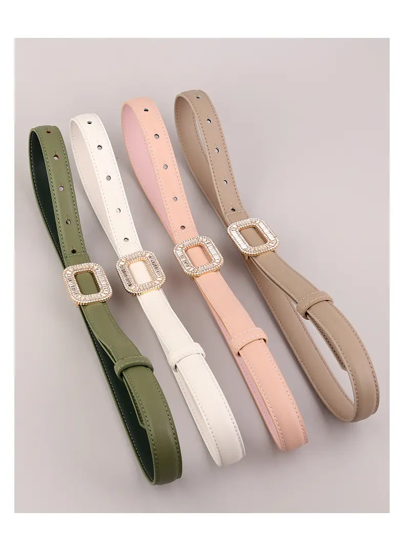 Black Diamond Square Buckle Leather Belt for Women — feature 27