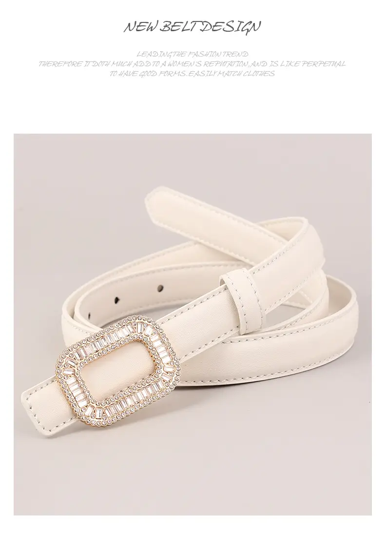 Black Diamond Square Buckle Leather Belt for Women — feature 44