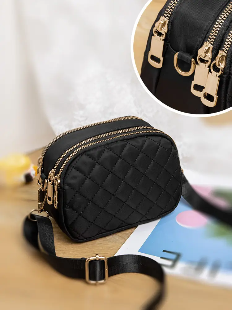 Women's Black Quilted Crossbody Bag 2024 - Image 2