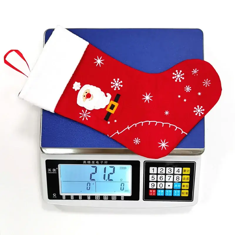 Red Felt Christmas Stocking with Snow Design - Image 8