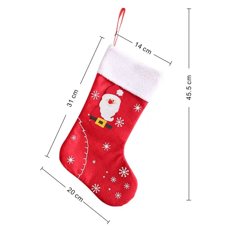 Red Felt Christmas Stocking with Snow Design - Image 10
