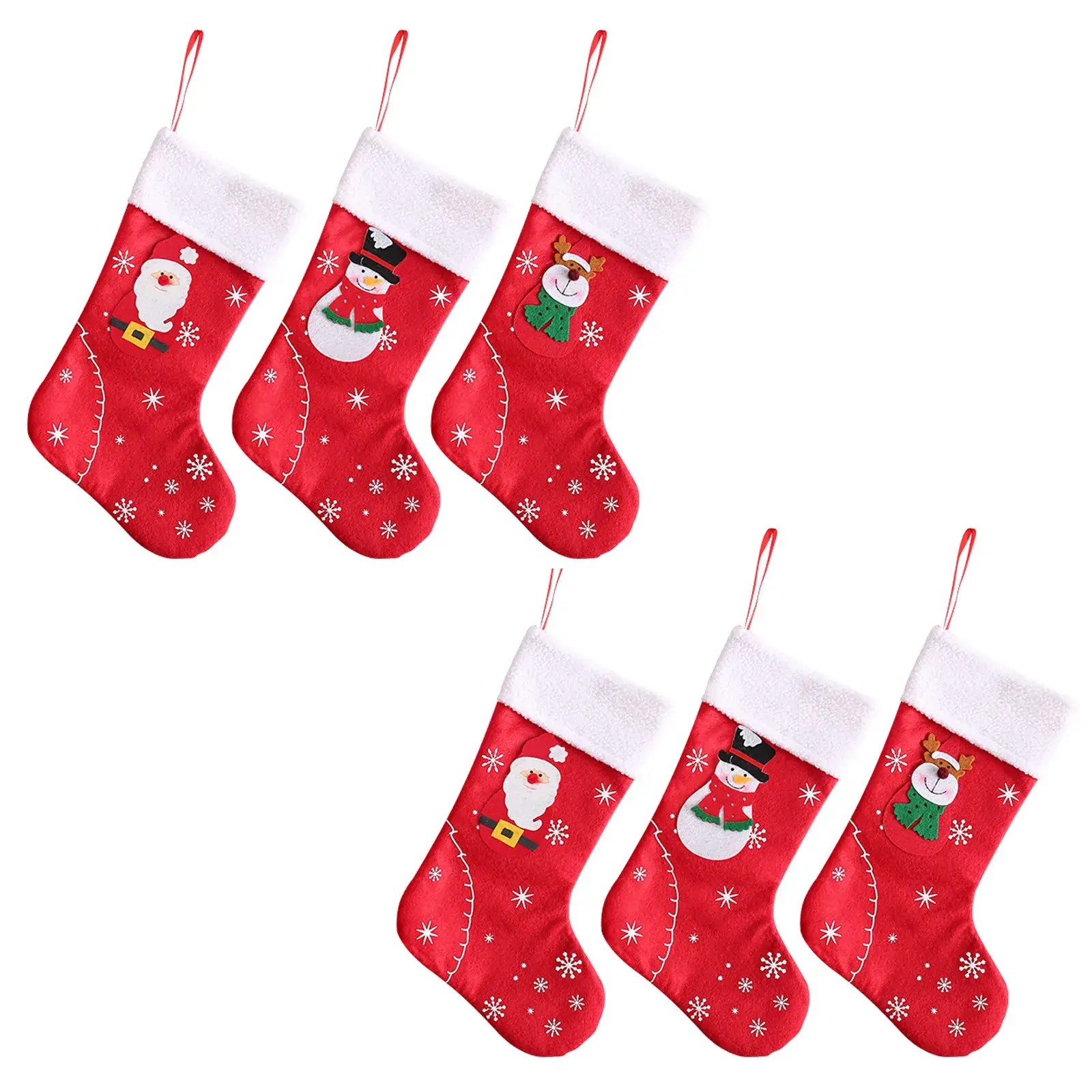 Red Felt Christmas Stocking with Snow Design - Image 5