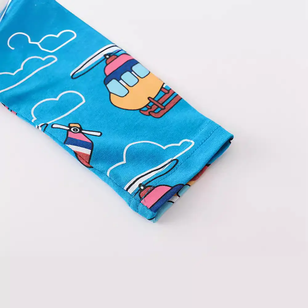 2024 Boys Cotton Long Sleeve T-Shirt Blue Cartoon Print - Image 3