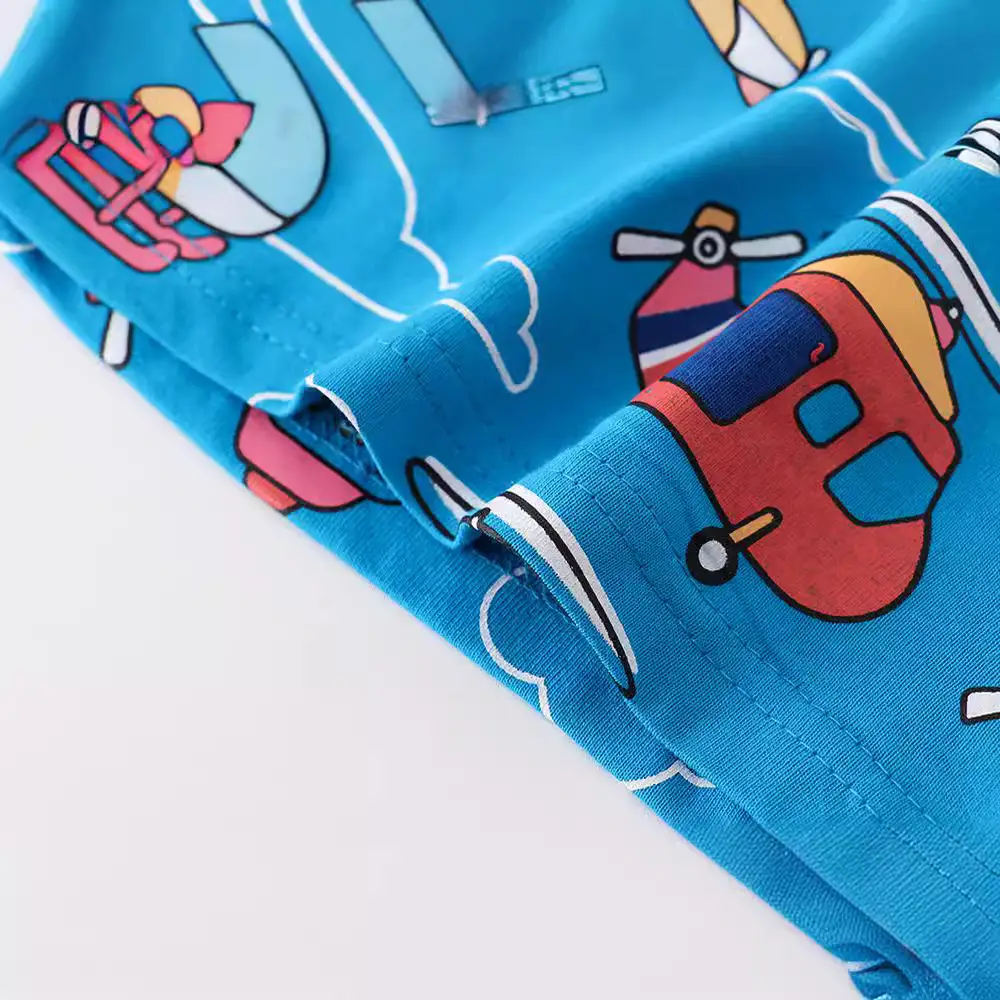 2024 Boys Cotton Long Sleeve T-Shirt Blue Cartoon Print - Image 4