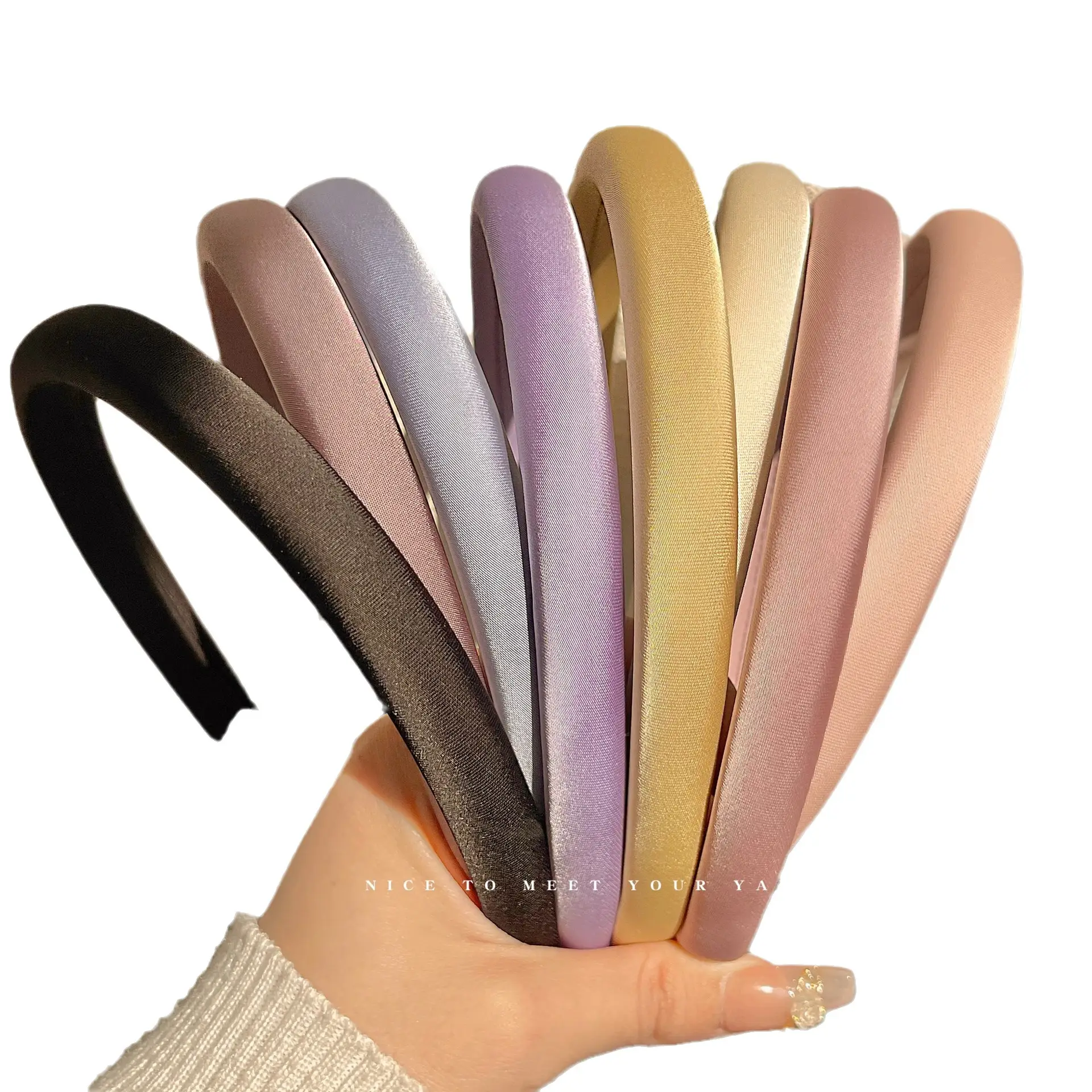 Women's Solid Color Glossy Hair Hoop Non-Slip Stamp