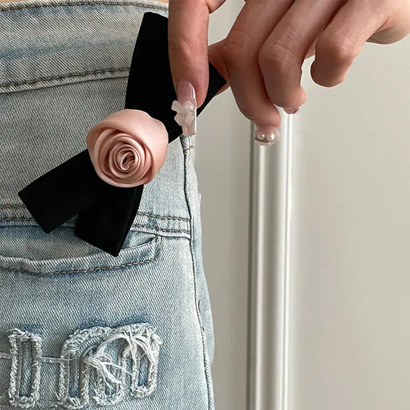 Japanese Style Black Pink Rose Hair Clips for Girls - Image 6