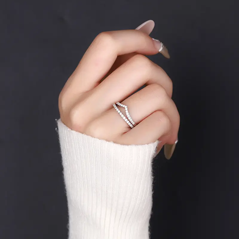 S925 Sterling Silver Moissanite Diamond Ring with Gra Certificate