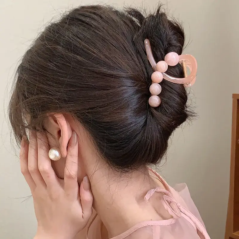 Pink Jelly Bead Hair Clip for Women Medium Size - Image 5