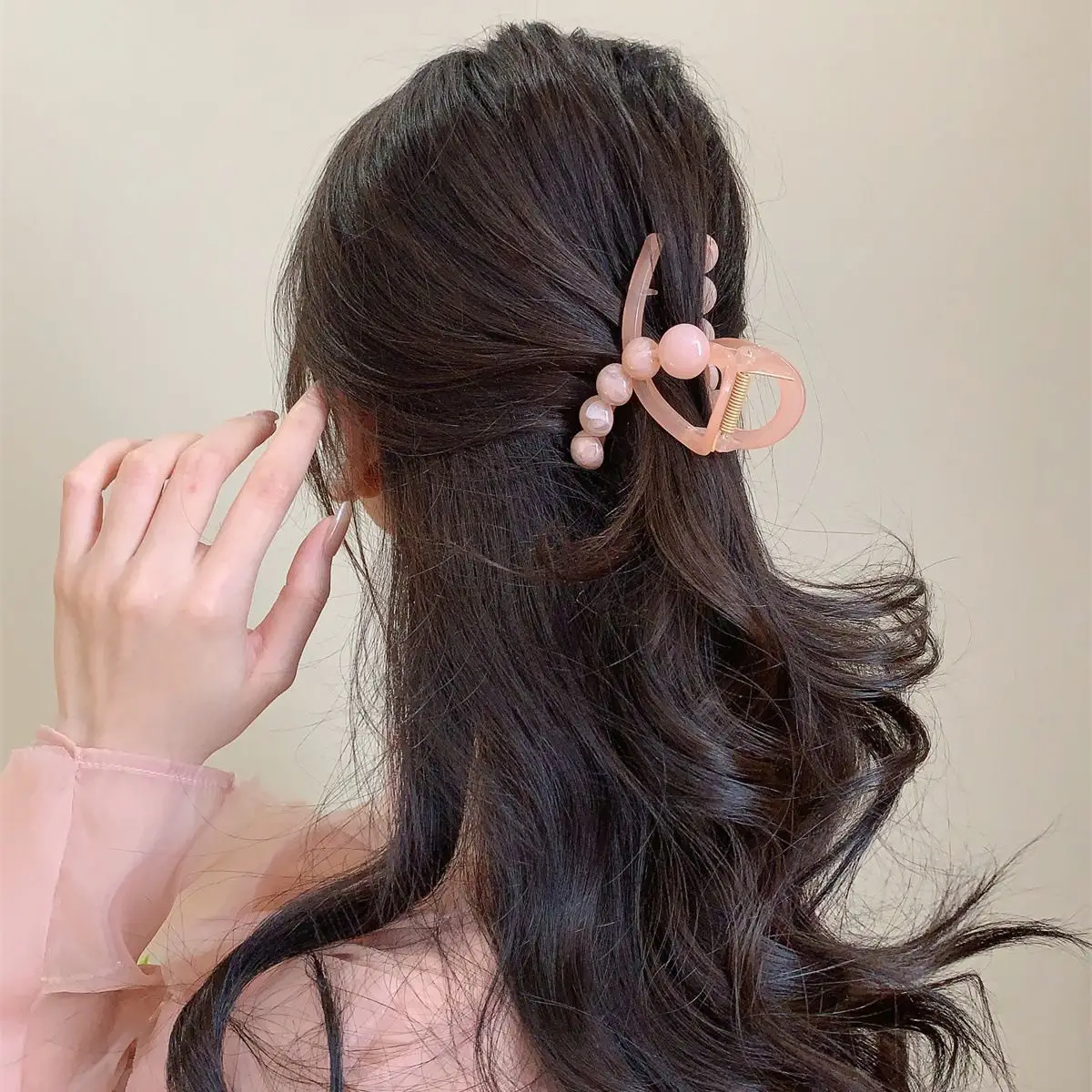 Pink Jelly Bead Hair Clip for Women Medium Size - Image 7