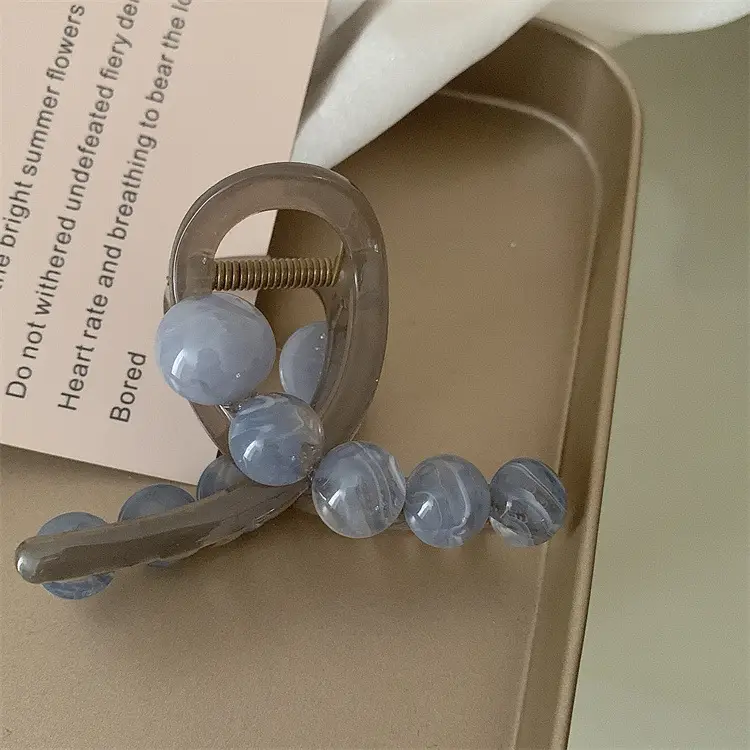 Pink Jelly Bead Hair Clip for Women Medium Size - Image 2