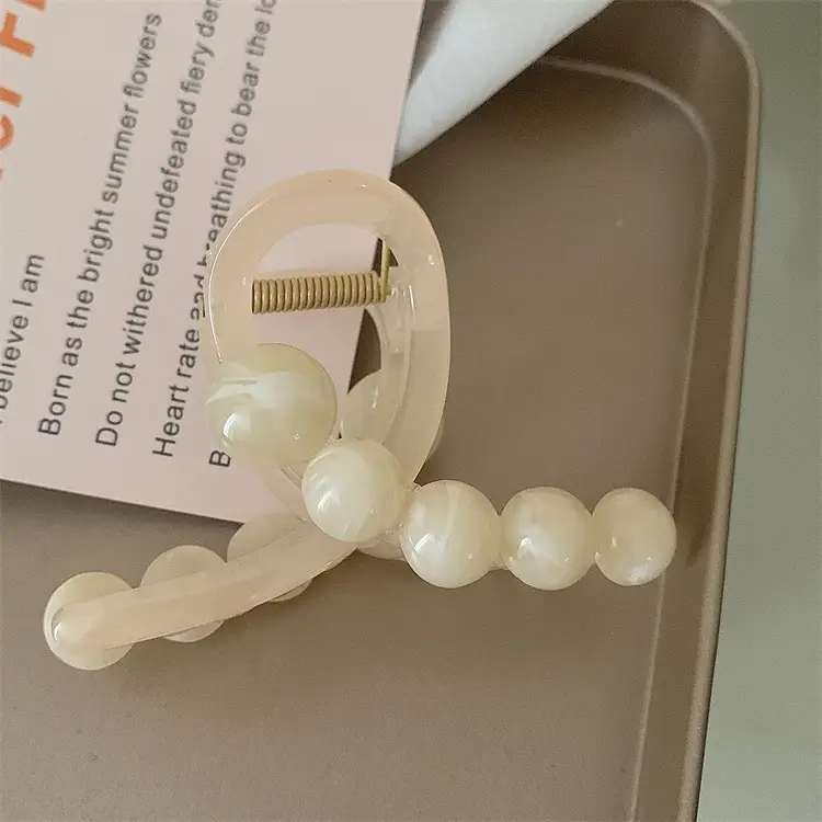 Pink Jelly Bead Hair Clip for Women Medium Size - Image 4