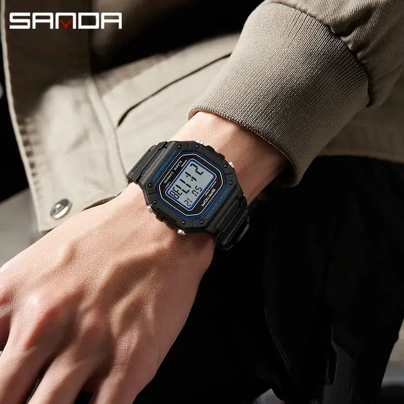 Sanda LED Digital Sport Watch Red Black - Image 8