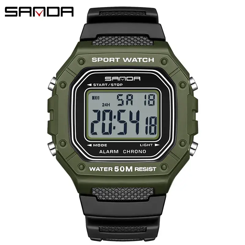 Sanda LED Digital Sport Watch Red Black - Image 4