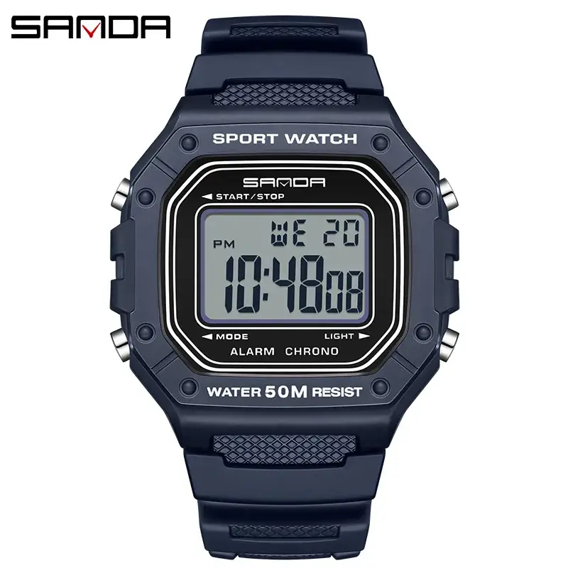 Sanda LED Digital Sport Watch Red Black - Image 5
