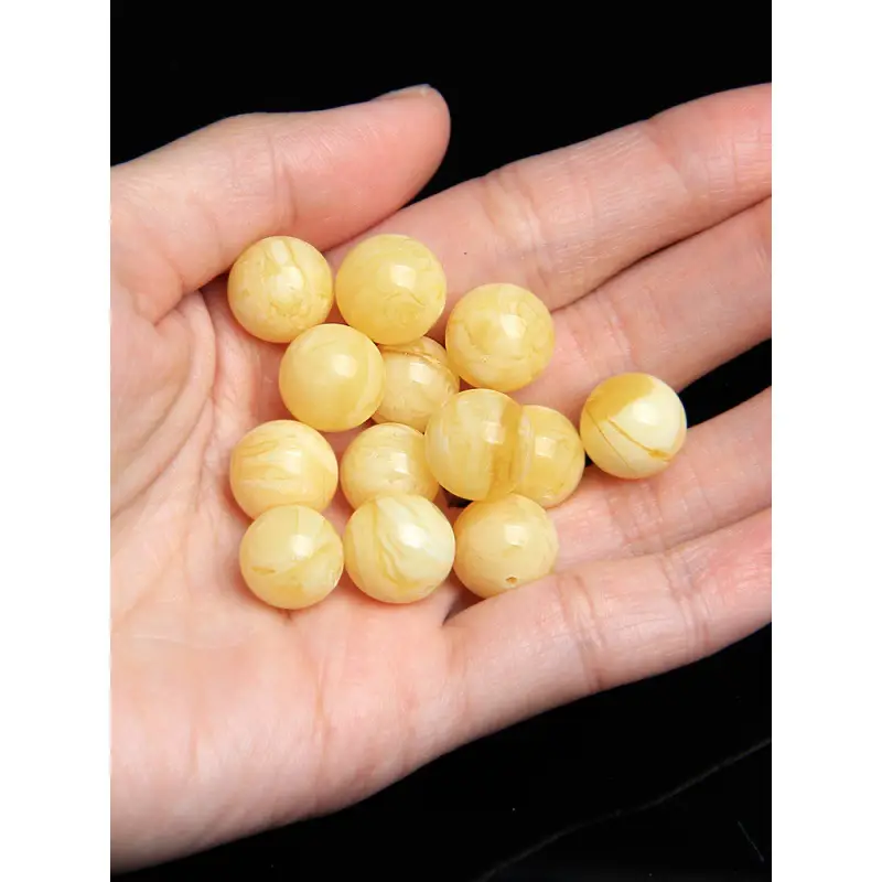 Baltic Natural Amber White Beeswax Round Beads 4-20mm - Image 4