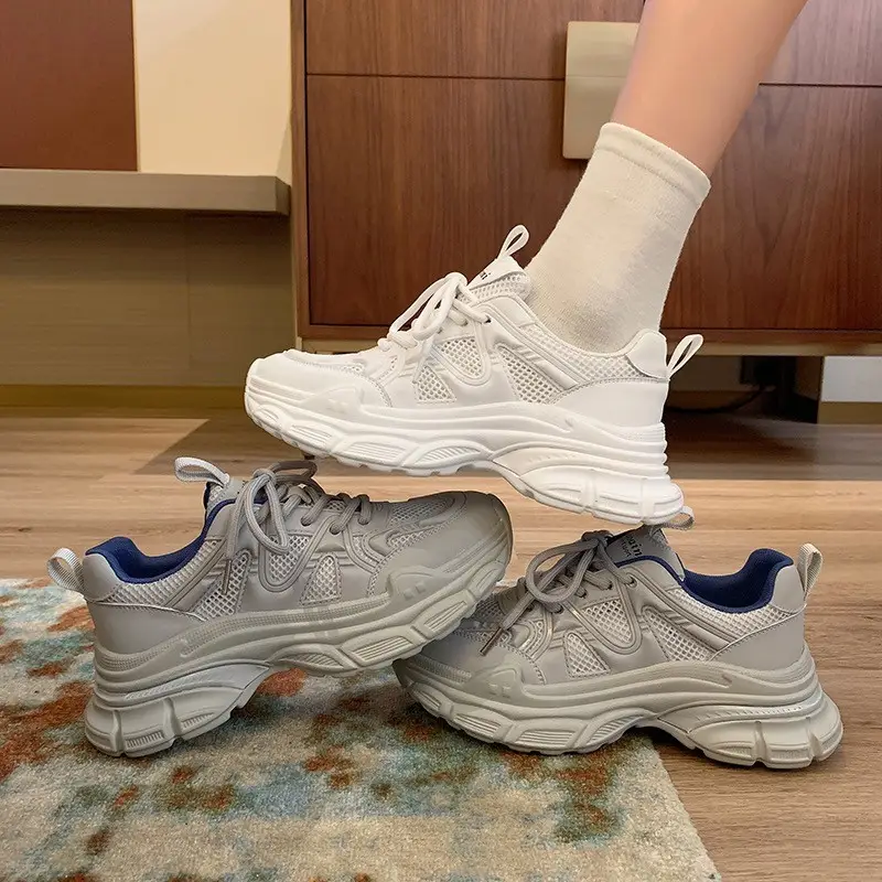 Mori Torre Shoes Women's Summer 2023 New Student Mesh Shoes Breathable Mesh Korean Style Thick-soled White Shoes Women