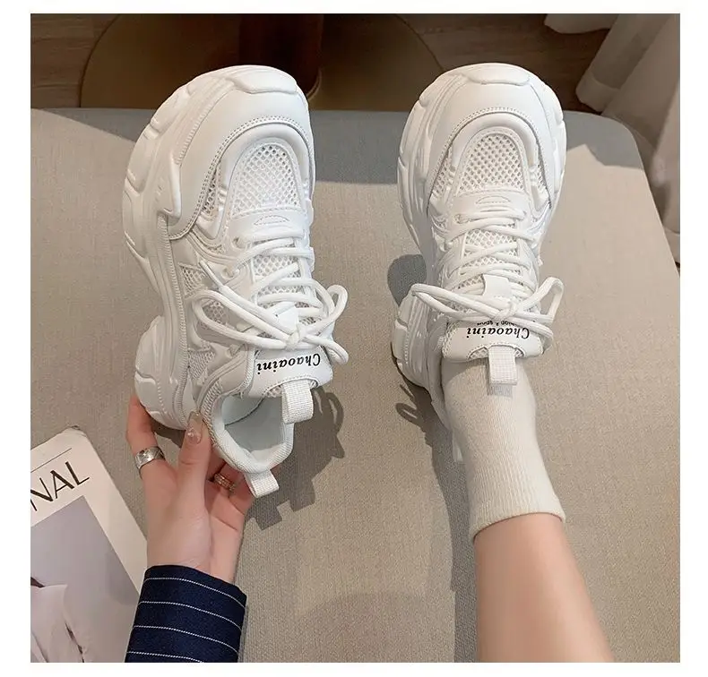 Mori Torre Shoes Women's Summer 2023 New Student Mesh Shoes Breathable Mesh Korean Style Thick-soled White Shoes Women — feature 10