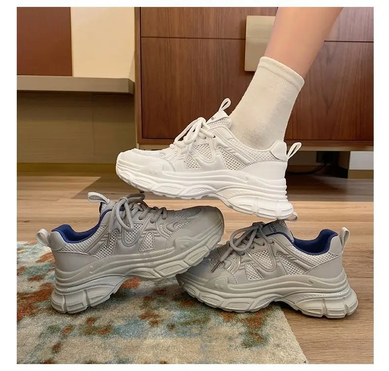 Mori Torre Shoes Women's Summer 2023 New Student Mesh Shoes Breathable Mesh Korean Style Thick-soled White Shoes Women — feature 12