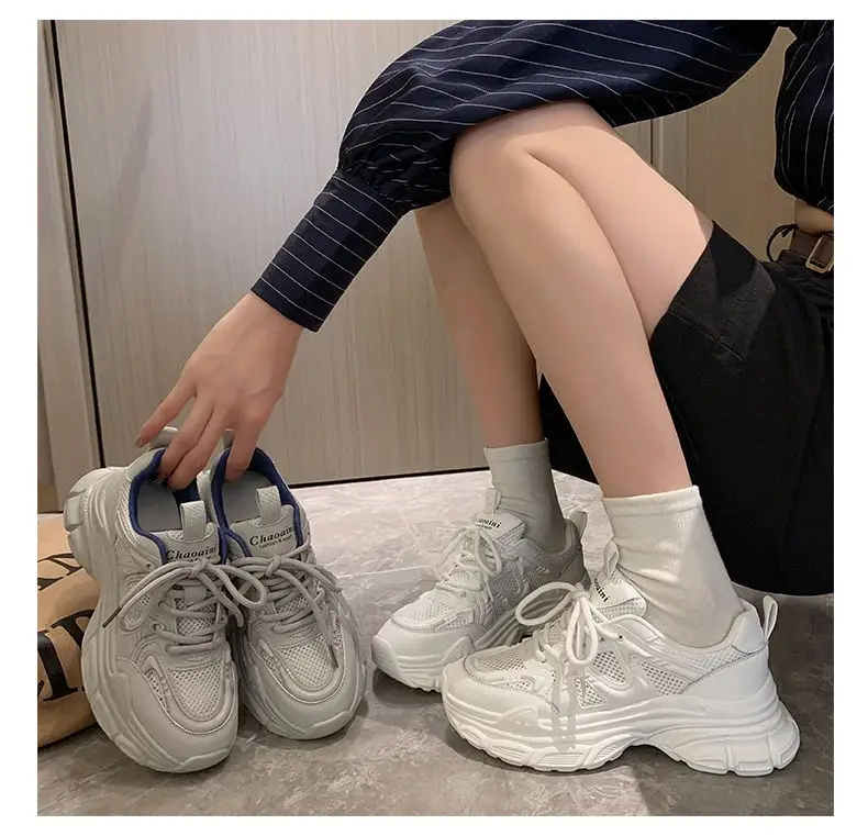 Mori Torre Shoes Women's Summer 2023 New Student Mesh Shoes Breathable Mesh Korean Style Thick-soled White Shoes Women — feature 13