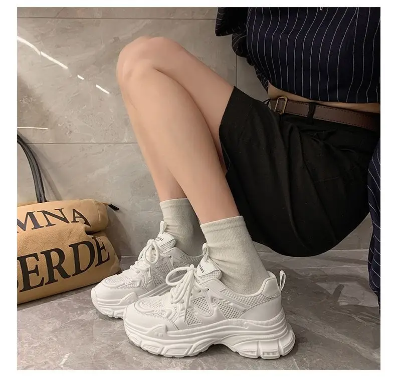 Mori Torre Shoes Women's Summer 2023 New Student Mesh Shoes Breathable Mesh Korean Style Thick-soled White Shoes Women — feature 15