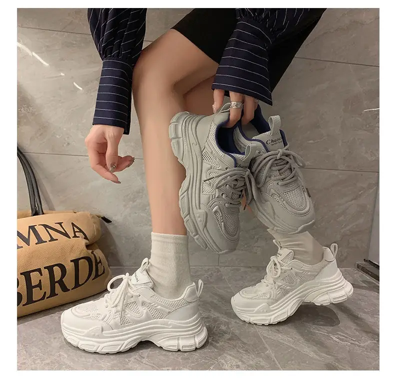 Mori Torre Shoes Women's Summer 2023 New Student Mesh Shoes Breathable Mesh Korean Style Thick-soled White Shoes Women — feature 16
