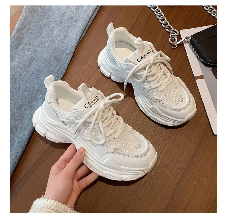 Mori Torre Shoes Women's Summer 2023 New Student Mesh Shoes Breathable Mesh Korean Style Thick-soled White Shoes Women — feature 21