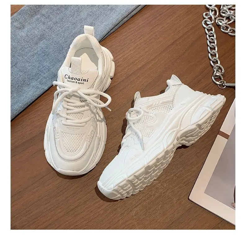 Mori Torre Shoes Women's Summer 2023 New Student Mesh Shoes Breathable Mesh Korean Style Thick-soled White Shoes Women — feature 23
