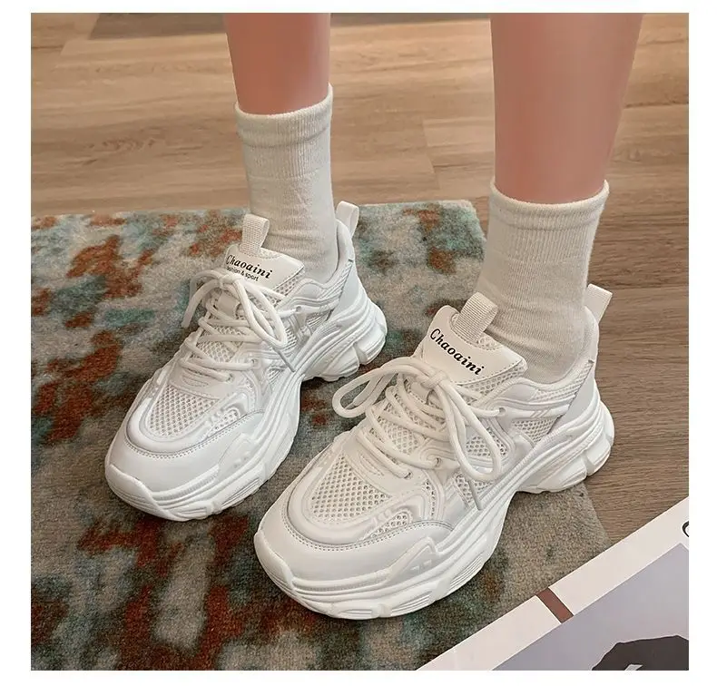 Mori Torre Shoes Women's Summer 2023 New Student Mesh Shoes Breathable Mesh Korean Style Thick-soled White Shoes Women — feature 8