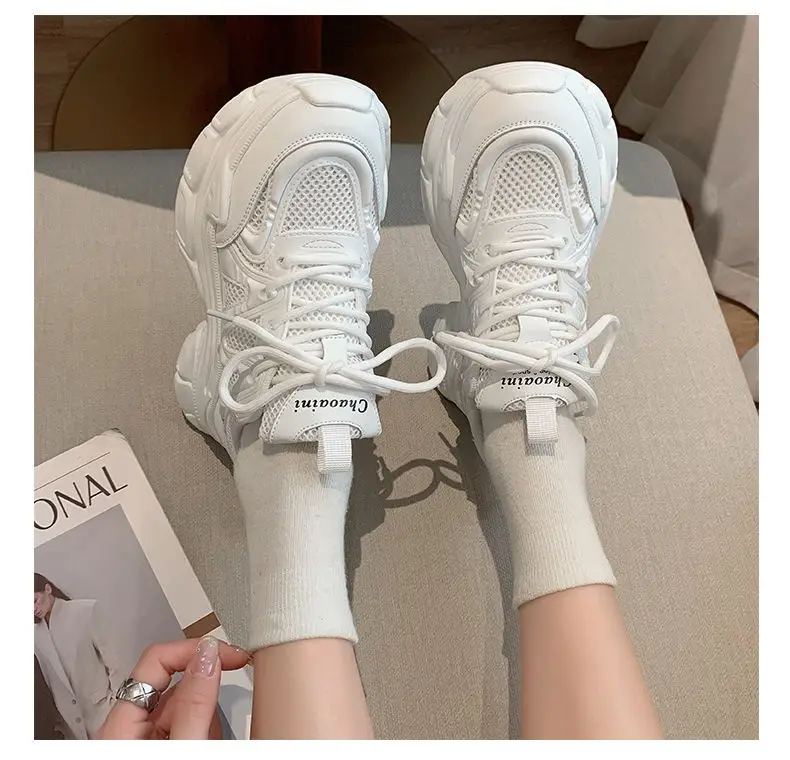 Mori Torre Shoes Women's Summer 2023 New Student Mesh Shoes Breathable Mesh Korean Style Thick-soled White Shoes Women — feature 9