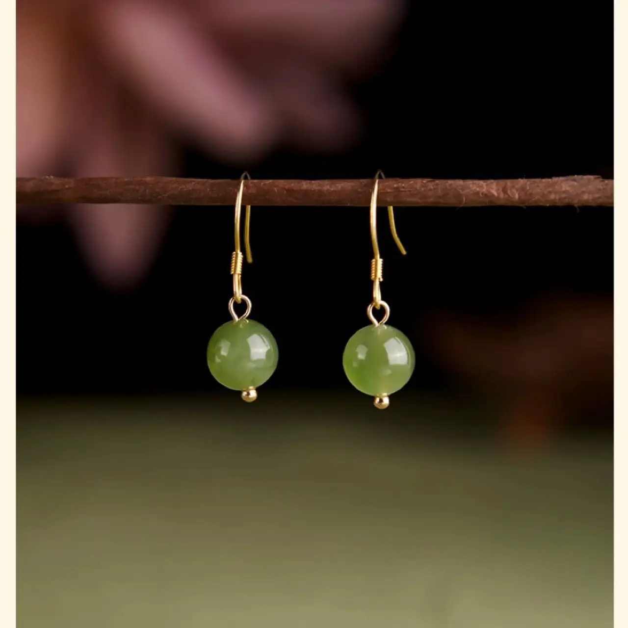 Natural Hetian Jade Jasper Earrings Women 929 Silver Plated Gold - Image 4
