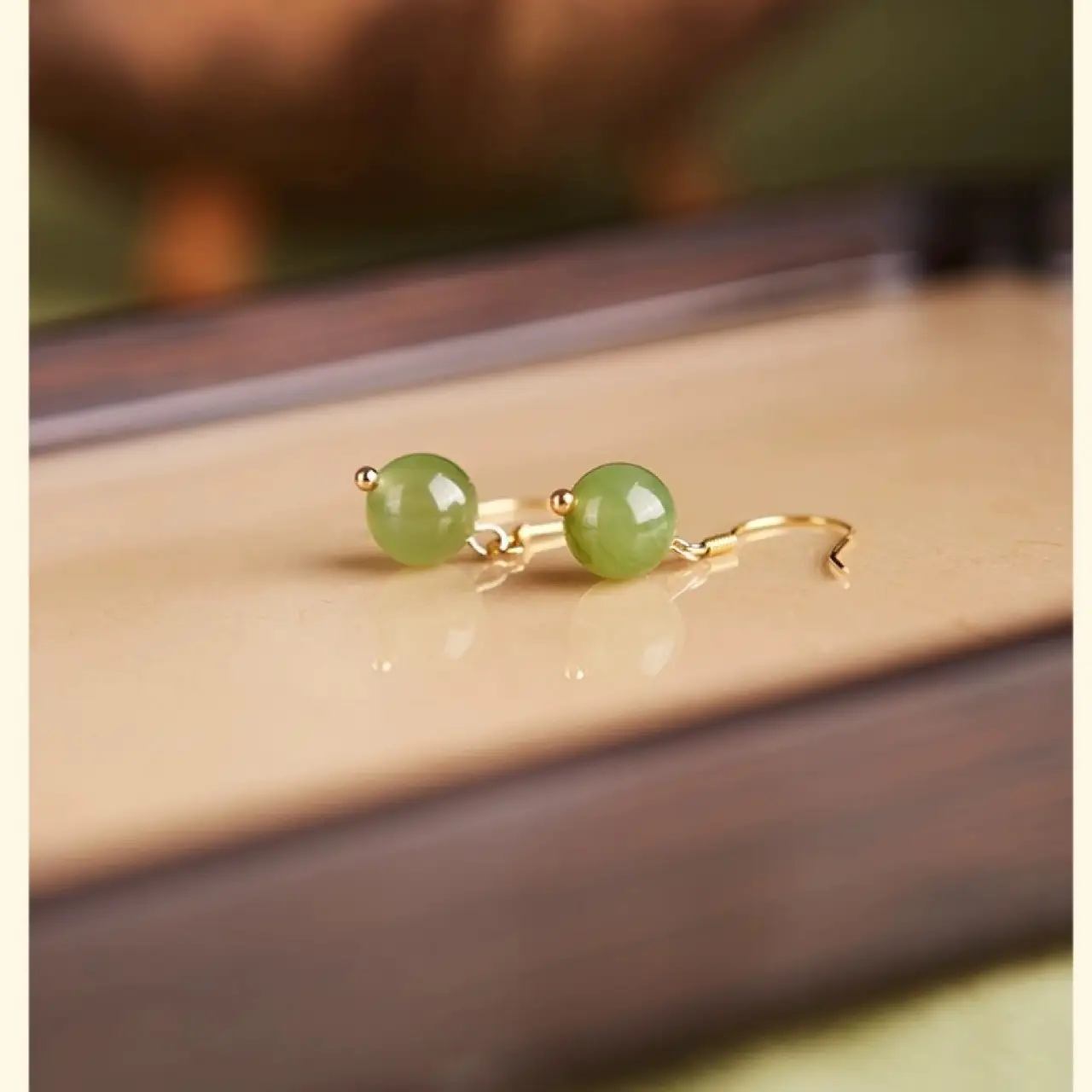 Natural Hetian Jade Jasper Earrings Women 929 Silver Plated Gold - Image 5