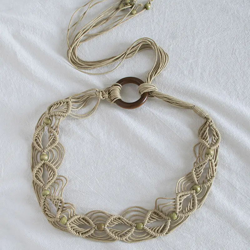Bohemian Wax Rope Ethnic Knot Women's Belt — feature 14