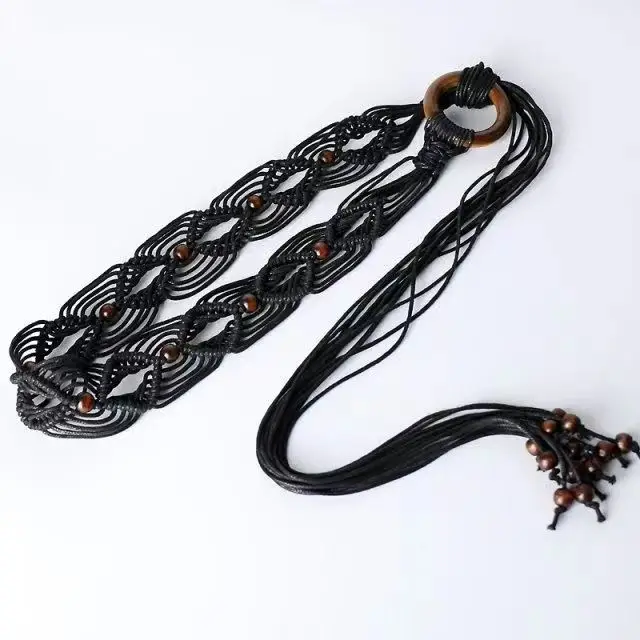 Round buckle A waist rope black
