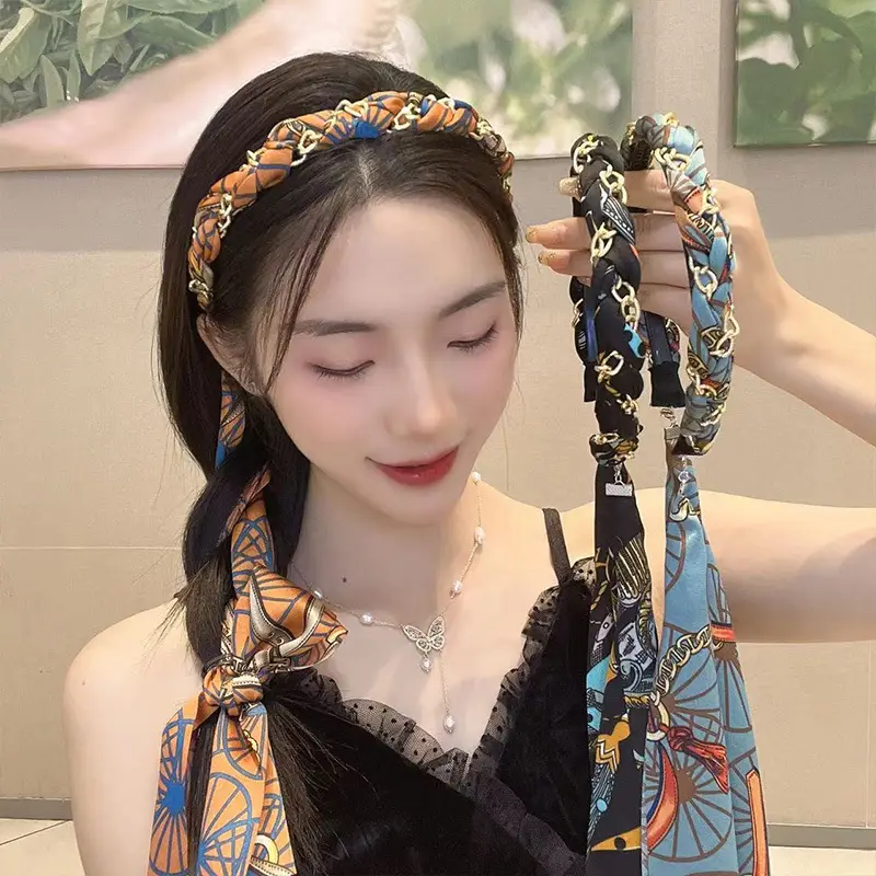 Vintage Hairpin with Silk Satin Scarf for Women - Image 12