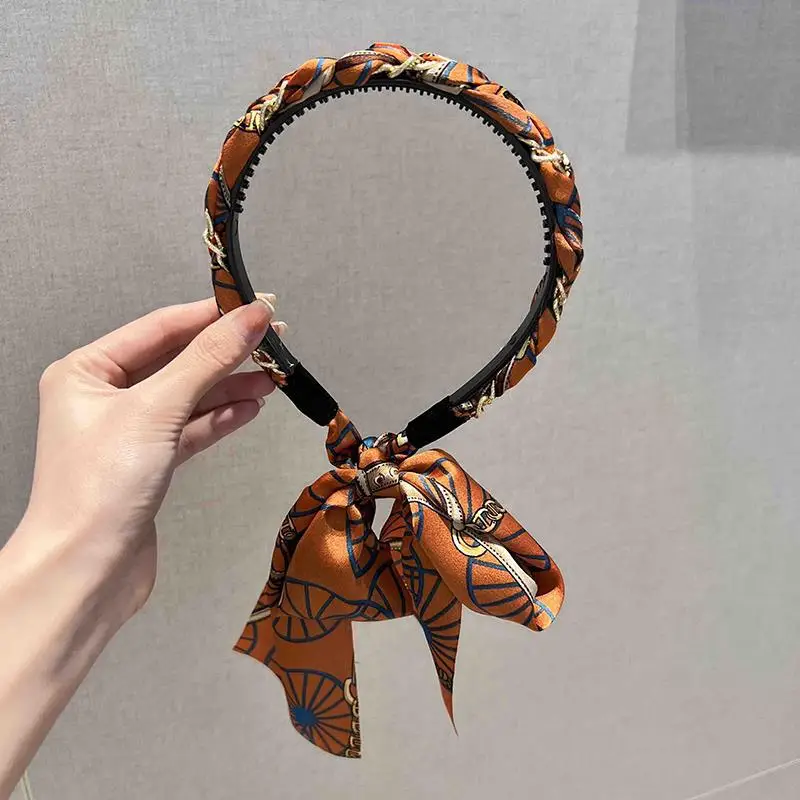 Vintage Hairpin with Silk Satin Scarf for Women - Image 2