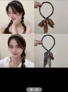 Vintage Hairpin with Silk Satin Scarf for Women - Image 7