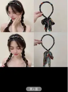 Vintage Hairpin with Silk Satin Scarf for Women - Image 8