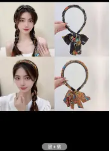 Vintage Hairpin with Silk Satin Scarf for Women - Image 9