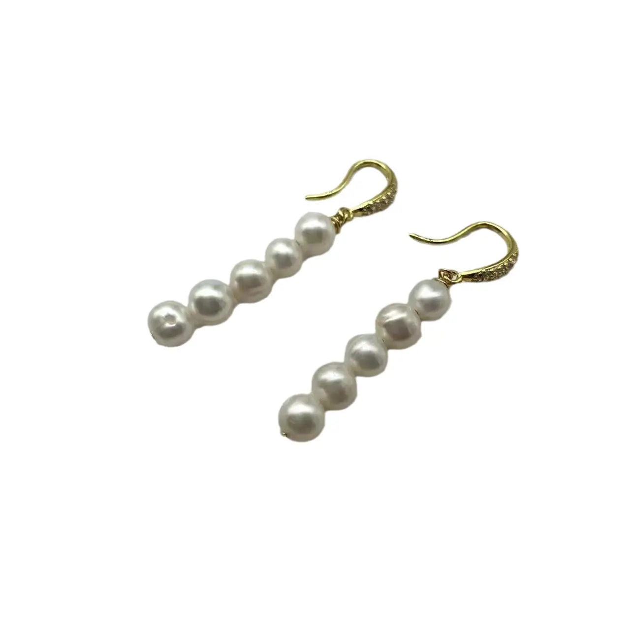 Gold Plated White Pearl Earrings for Women - Image 6