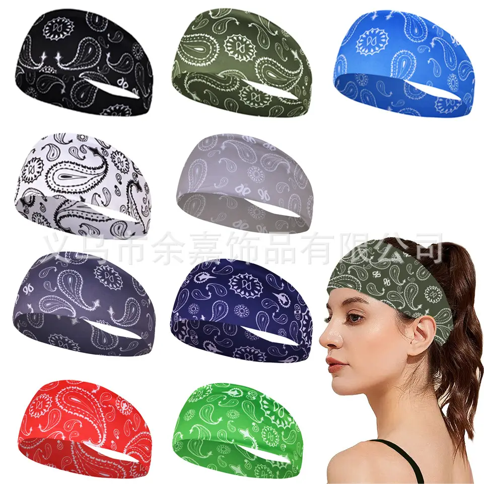 Paisley Anti-Sweat Running Headband Black - Image 28