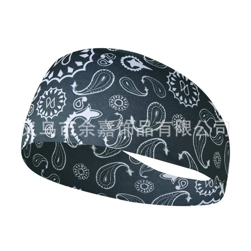 Paisley Anti-Sweat Running Headband Black - Image 15