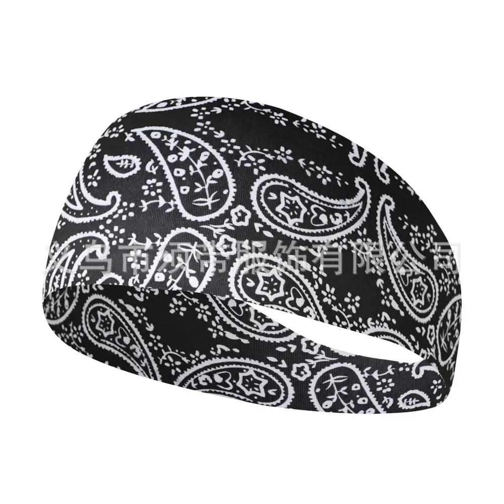 Paisley Anti-Sweat Running Headband Black - Image 17